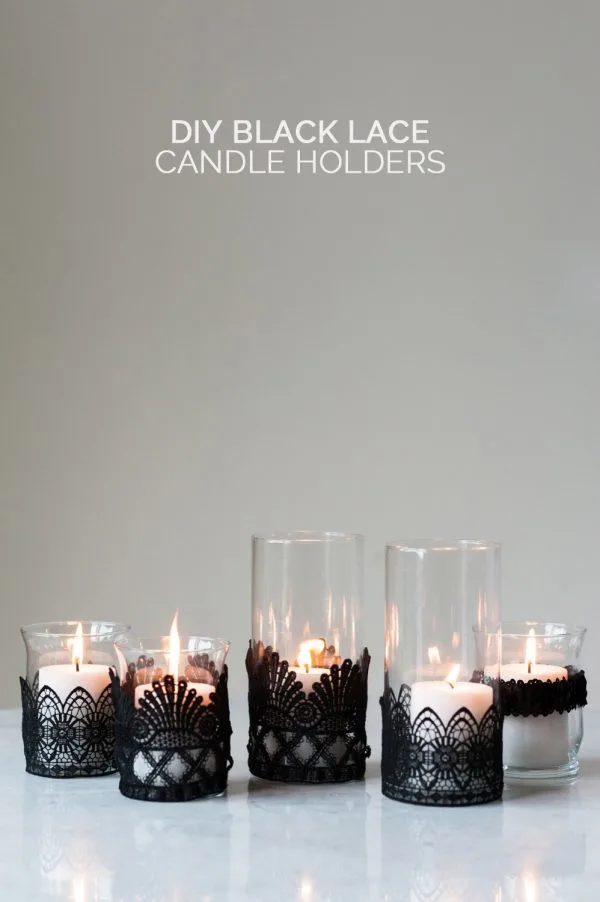 DIY Black Lace Candle Holders by @cydconverse