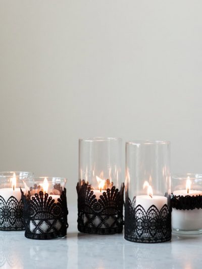 DIY Black Lace Candle Holders thumbnail