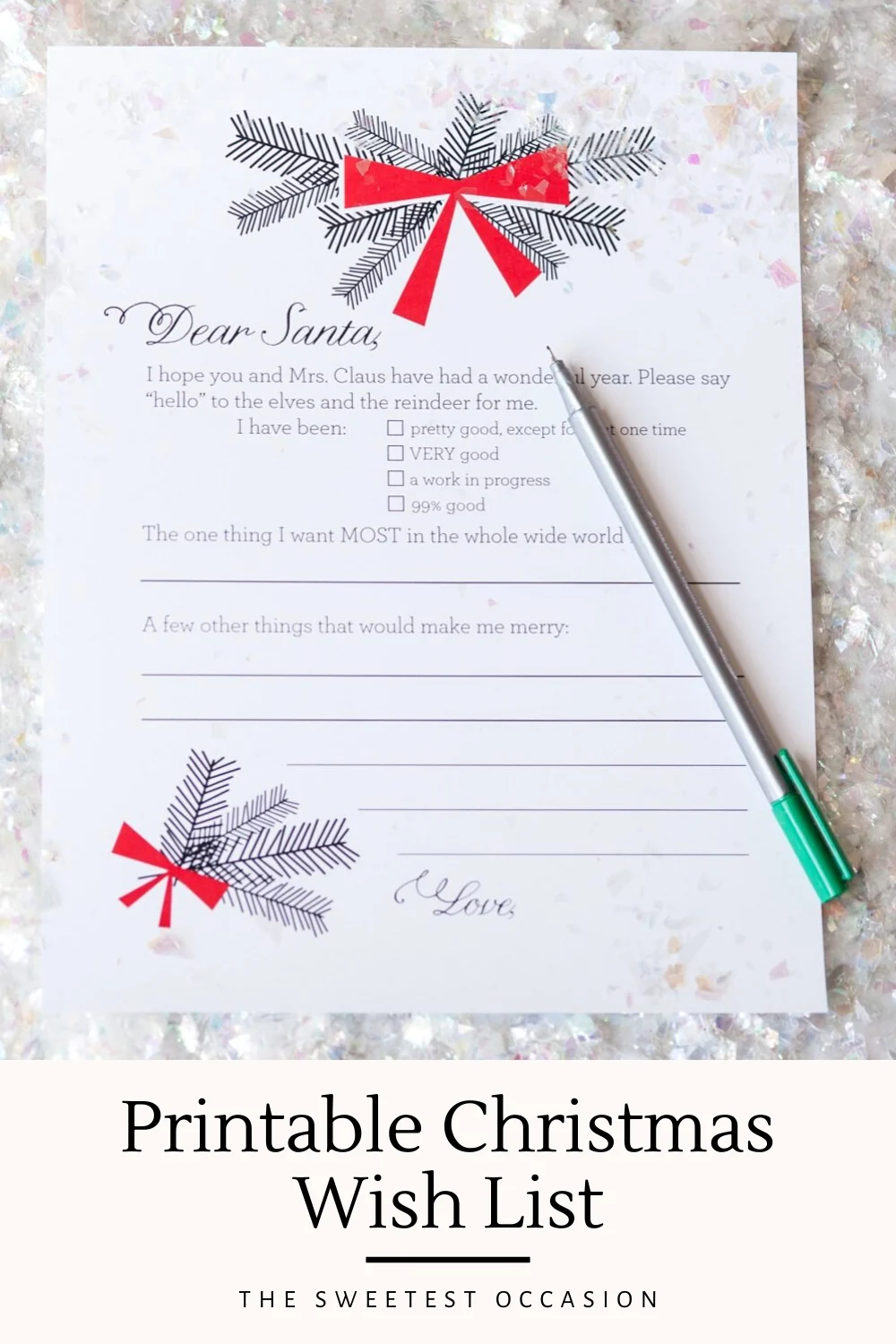 Printable Christmas Wish List Photo
