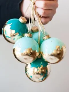 DIY Painted Gold Leaf Ornaments by @cydconverse