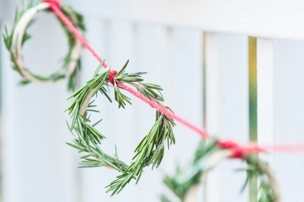 DIY Mini Rosemary Wreath Garland by @cydconverse