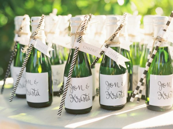 Custom Calligraphy Champagne Bottles from @cydconverse