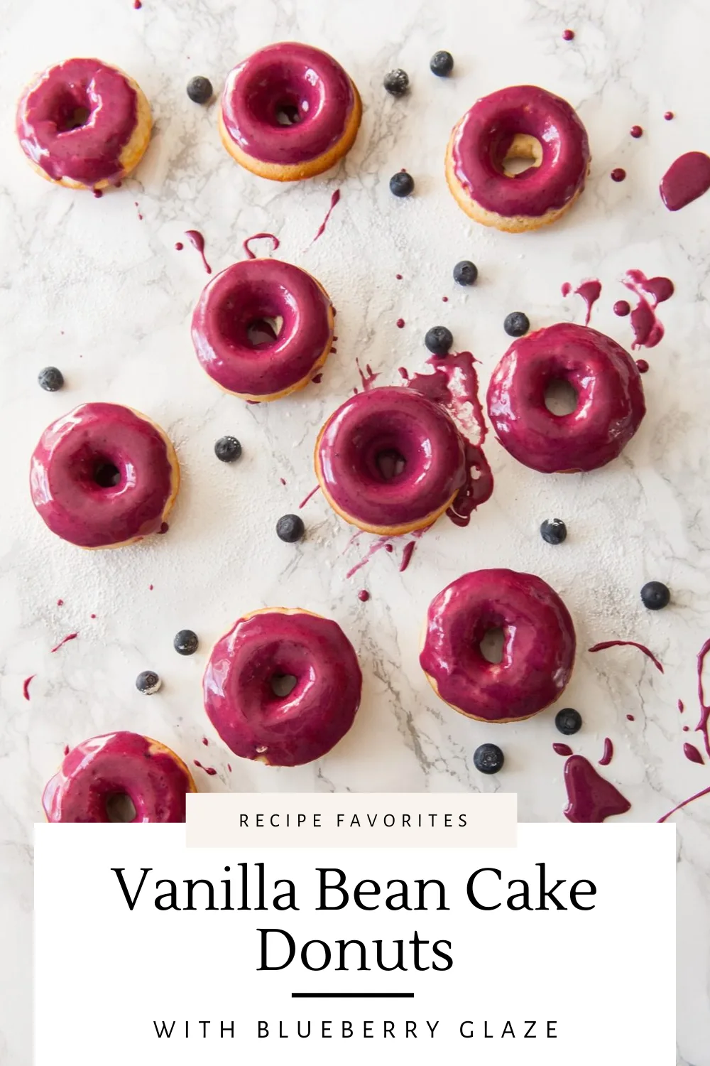 Vanilla Bean Cake Donuts with Blueberry Glaze
