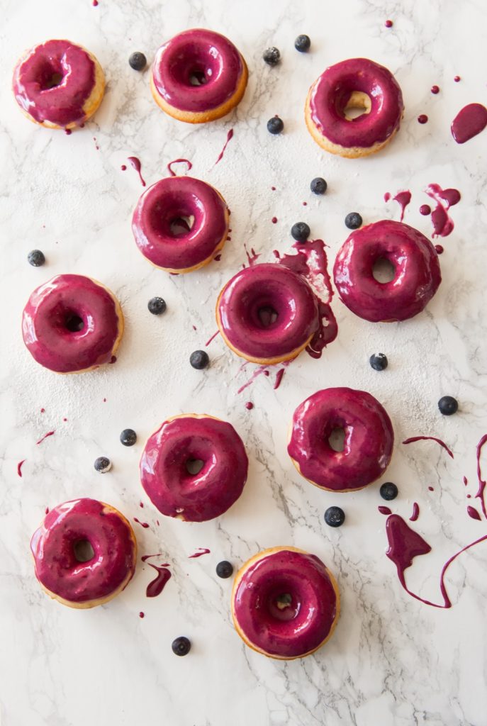 Vanilla Bean Cake Donuts with Blueberry Glaze | Donut Recipe from @cydconverse