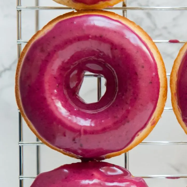 Vanilla Bean Cake Donuts with Blueberry Glaze | Donut Recipe from @cydconverse