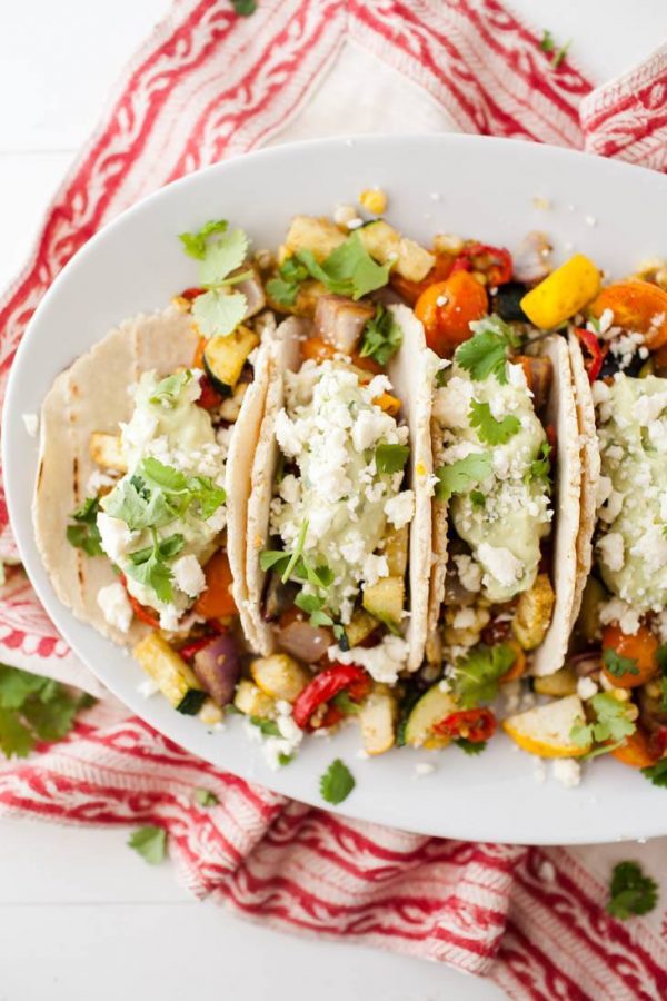Summer Vegetarian Tacos | Get your fix of taco recipes and the ultimate classic margarita recipe and loads of Cinco de Mayo party ideas at The Sweetest Occasion! Click to check it out or repin to save for later! 