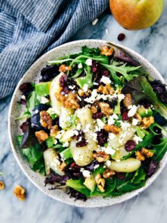 Candied Walnut and Pear Salad with Poppyseed Dressing | Best summer salad recipes for dinner from @cydconverse
