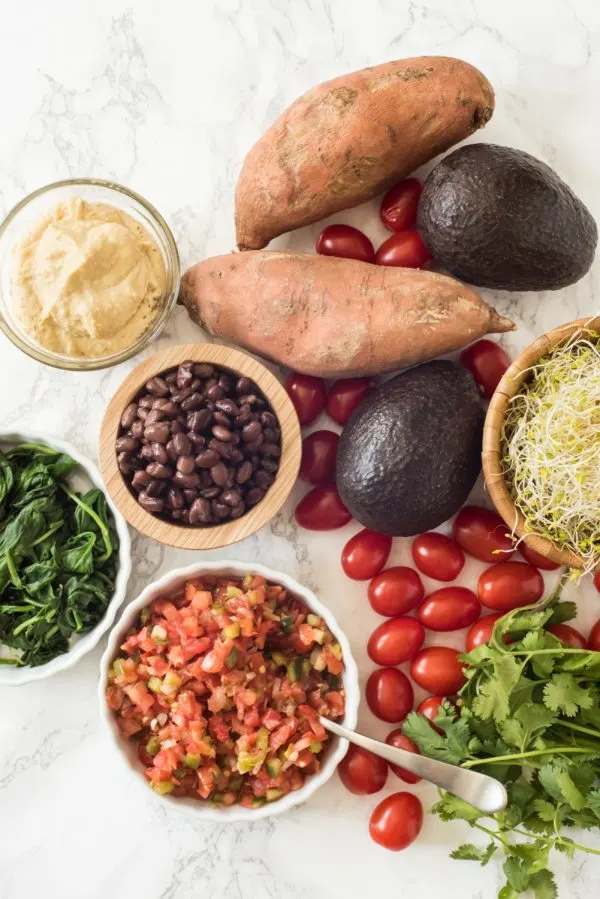 Stuffed Baked Sweet Potato Recipe | Easy vegetarian recipes from @cydconverse