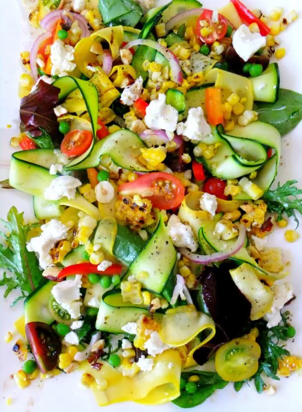 Zucchini Ribbon Salad with Goat Cheese | Best summer salad recipes for dinner from @cydconverse