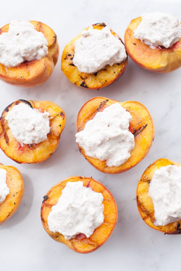 Grilled Peaches with Cinnamon Whipped Cream | Best Summer Peach Recipes and Summer Entertaining Ideas from @cydconverse