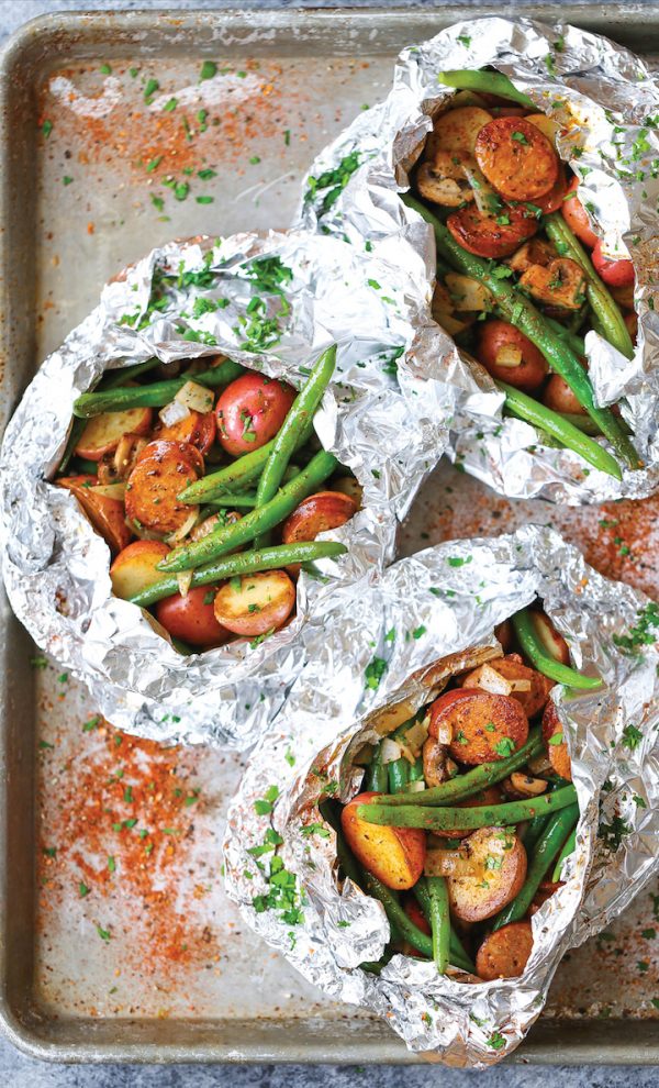 Potato and Green Bean Foil Packets | 12 Delicious Camping Recipes from @cydconverse plus camping tips and a camping packing list!