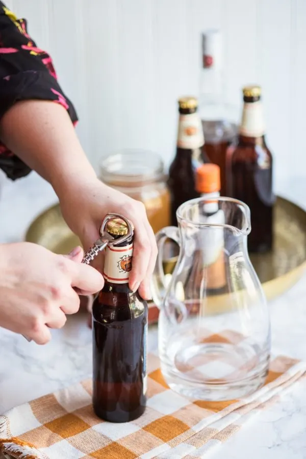 Pumpkin Ale Spiked Cider | Party appetizers, party cocktails, party ideas, party recipes and more from @cydconverse