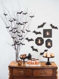 DIY Bat Branch Halloween Centerpiece | Halloween decorations, Halloween party ideas and Halloween recipes from @cydconverse