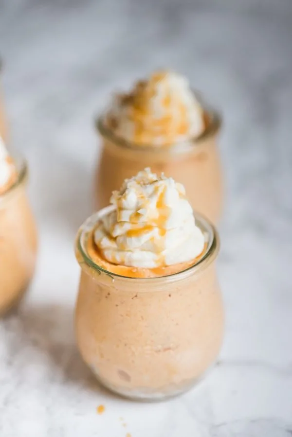 Salted Caramel Pumpkin Cheesecake Parfaits | Fall recipes, fall desserts, entertaining tips, party ideas, Thanksgiving dessert ideas and more from @cydconverse