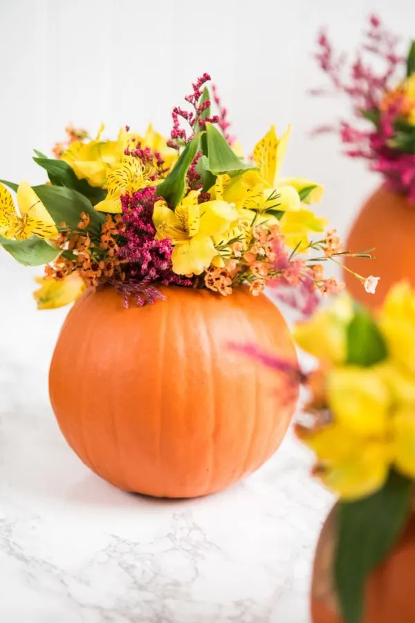 DIY Pumpkin Flower Arrangements | Thanksgiving ideas, Thanksgiving crafts, Thanksgiving table ideas and more DIY projects from @cydconverse