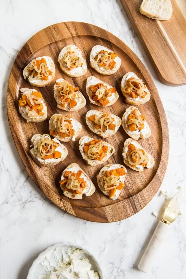 Butternut Squash Goat Cheese Crostini | Thanksgiving recipes, Thanksgiving appetizer, entertaining ideas, party tips and more from @cydconverse