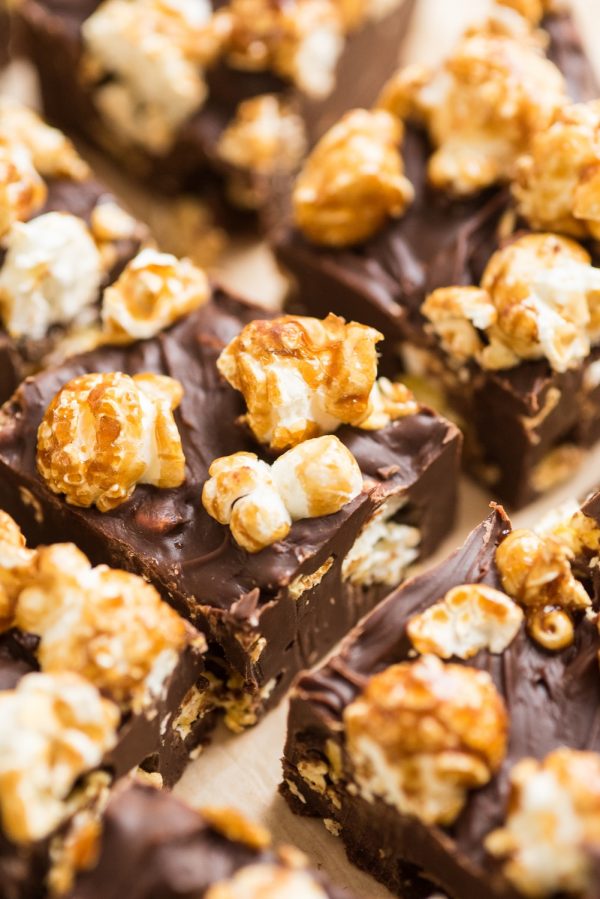 Dark Chocolate Caramel Corn Fudge Recipe from @eaglebrand and @cydconverse | Best fudge recipes, cookie exchange recipes and party ideas!