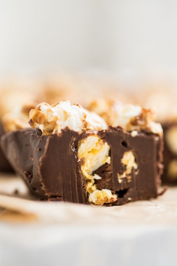 Dark Chocolate Caramel Corn Fudge Recipe from @eaglebrand and @cydconverse | Best fudge recipes, cookie exchange recipes and party ideas!