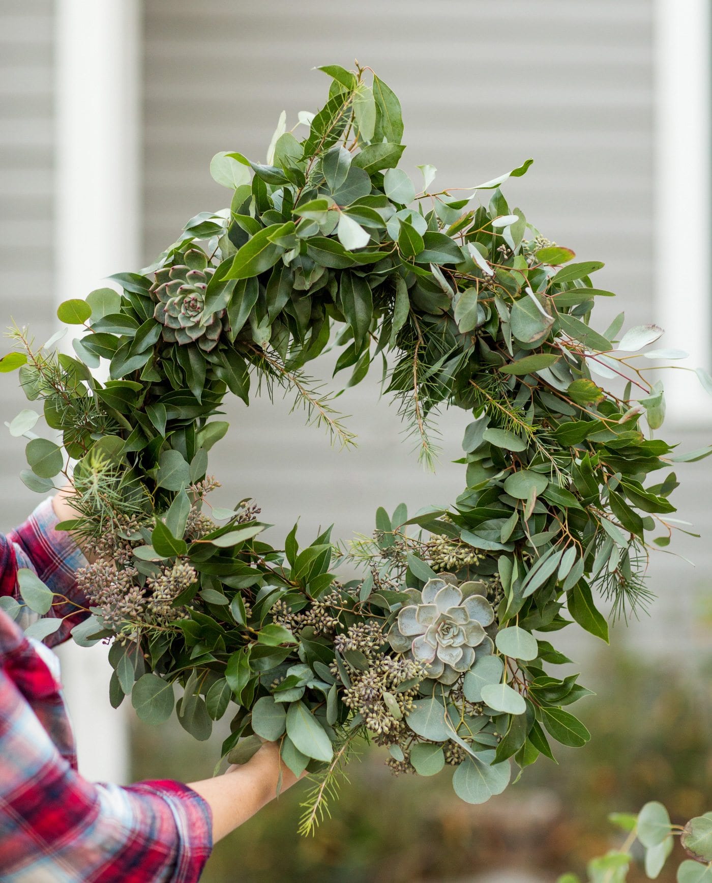 DIY Eucalyptus + Pine Christmas Wreath - The Sweetest Occasion