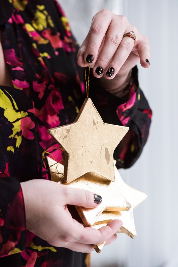 DIY Gold Leaf Star Ornaments | Homemade ornaments, homemade Christmas gifts, Christmas decor ideas and more from @cydconverse