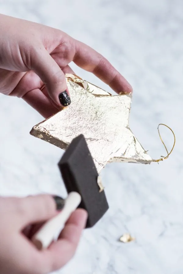 DIY Gold Leaf Star Ornaments | Homemade ornaments, homemade Christmas gifts, Christmas decor ideas and more from @cydconverse