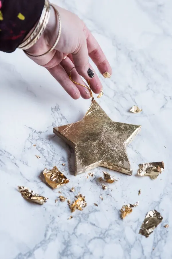 DIY Gold Leaf Star Ornaments | Homemade ornaments, homemade Christmas gifts, Christmas decor ideas and more from @cydconverse