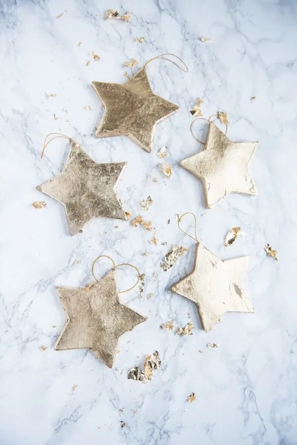 DIY Gold Leaf Star Ornaments | Homemade ornaments, homemade Christmas gifts, Christmas decor ideas and more from @cydconverse