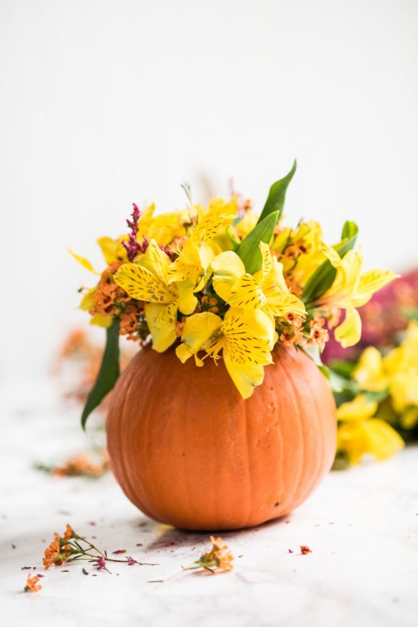 DIY Pumpkin Flower Arrangement