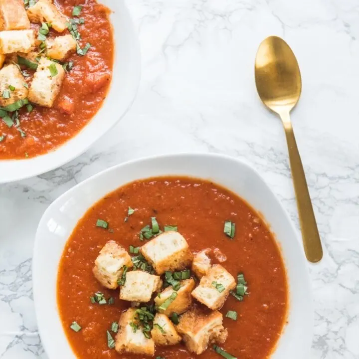 Roasted Tomato Soup | Vegan Tomato Soup Recipe | Recipes, entertaining tips, party ideas and more from @cydconverse