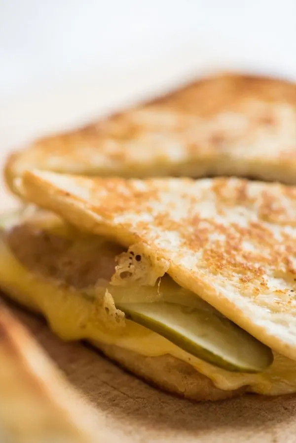 Caramelized Onion Dill Pickle Grilled Cheese | Best grilled cheese, unusual grilled cheese recipes, entertaining tips, party ideas and more from @cydconverse