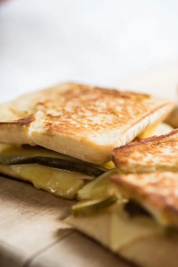Caramelized Onion Dill Pickle Grilled Cheese | Best grilled cheese, unusual grilled cheese recipes, entertaining tips, party ideas and more from @cydconverse