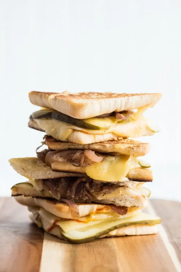 Caramelized Onion Dill Pickle Grilled Cheese | Best grilled cheese, unusual grilled cheese recipes, entertaining tips, party ideas and more from @cydconverse