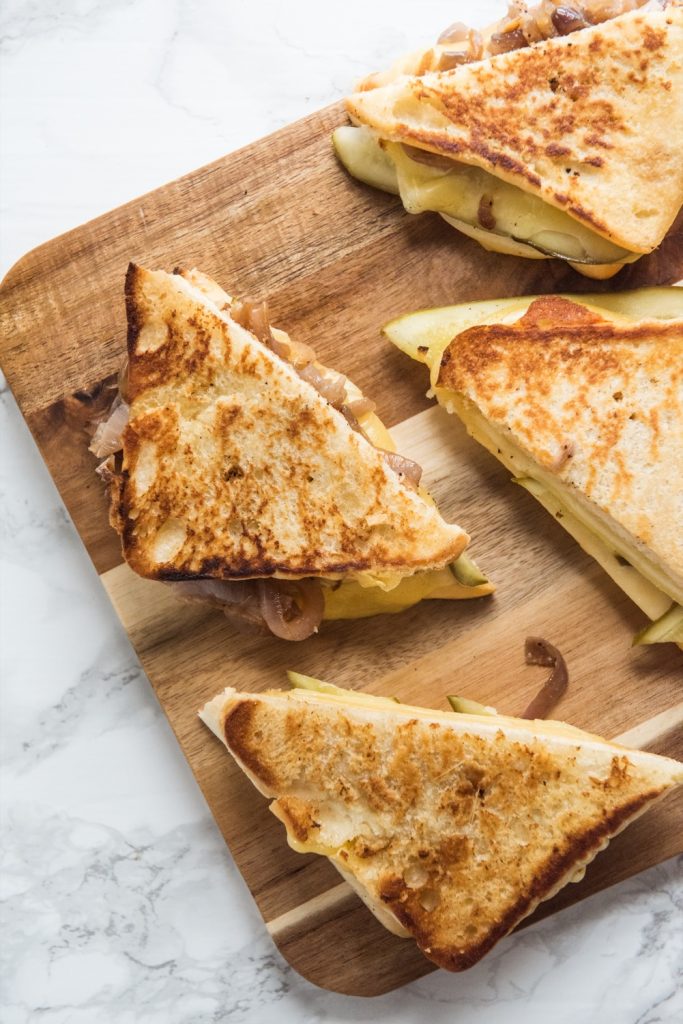 Caramelized Onion Dill Pickle Grilled Cheese | Best grilled cheese, unusual grilled cheese recipes, entertaining tips, party ideas and more from @cydconverse