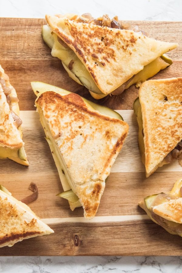 Caramelized Onion Dill Pickle Grilled Cheese | Best grilled cheese, unusual grilled cheese recipes, entertaining tips, party ideas and more from @cydconverse