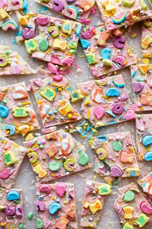 Lucky Charms Bark | Lucky Charms recipes, St. Patrick's Day dessert, St. Patrick's Day ideas and more from @cydconverse