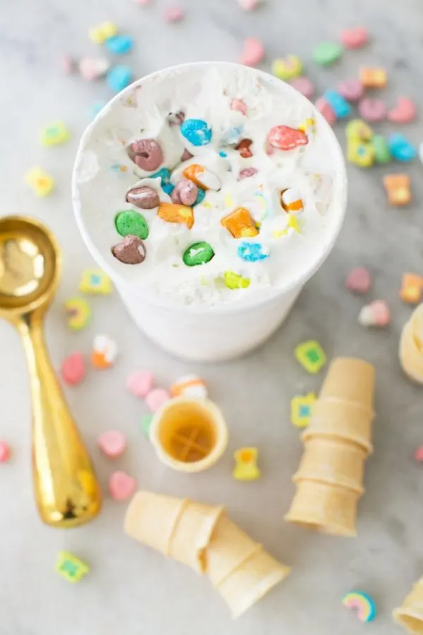 Lucky Charms Ice Cream | Lucky Charms recipes, St. Patrick's Day dessert, St. Patrick's Day ideas and more from @cydconverse