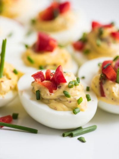 Red Pepper + Chive Deviled Eggs thumbnail