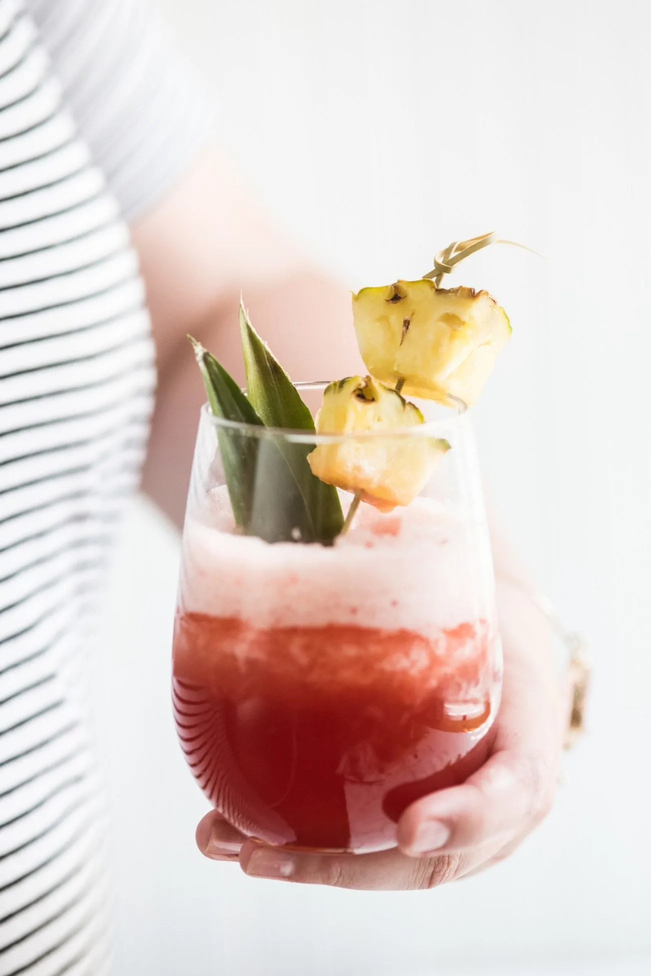 Coconut Pineapple Rum Slush Tropical Cocktail Recipe | Tropical cocktails, cocktail recipes, party ideas, entertaining tips and more from @cydconverse