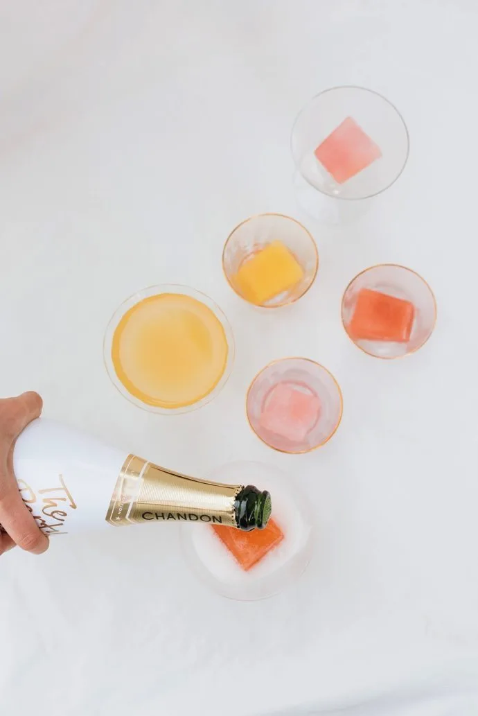 Mimosa Ice Cubes | Summer entertaining, summer party ideas and more from @cydconverse
