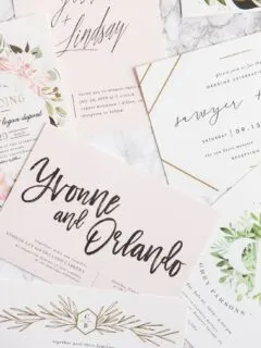 Modern gold foil, hand lettered wedding invitations | Wedding ideas, entertaining tips, wedding planning tips, party ideas and more from @cydconverse