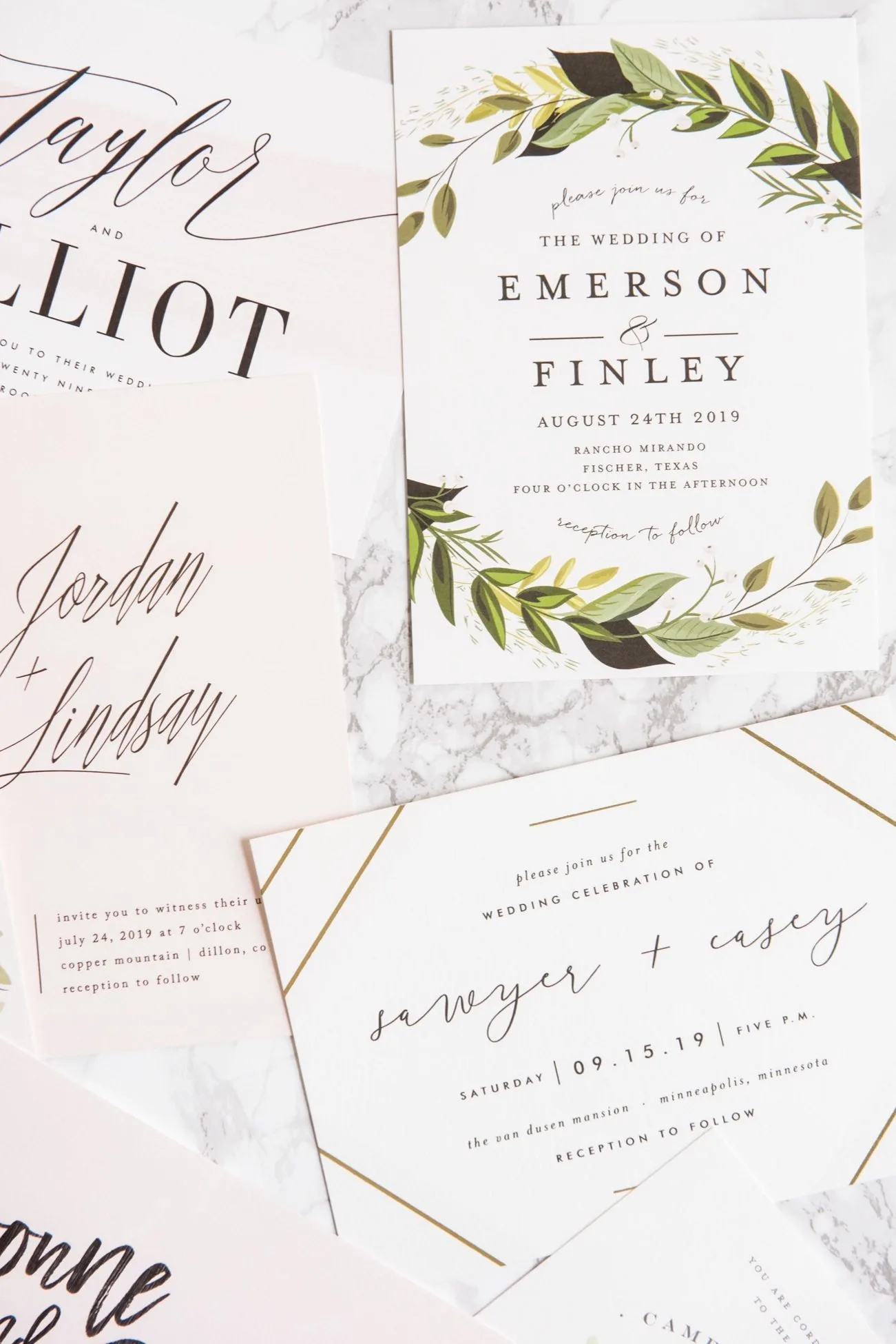 Modern gold foil, hand lettered wedding invitations | Wedding ideas, entertaining tips, wedding planning tips, party ideas and more from @cydconverse