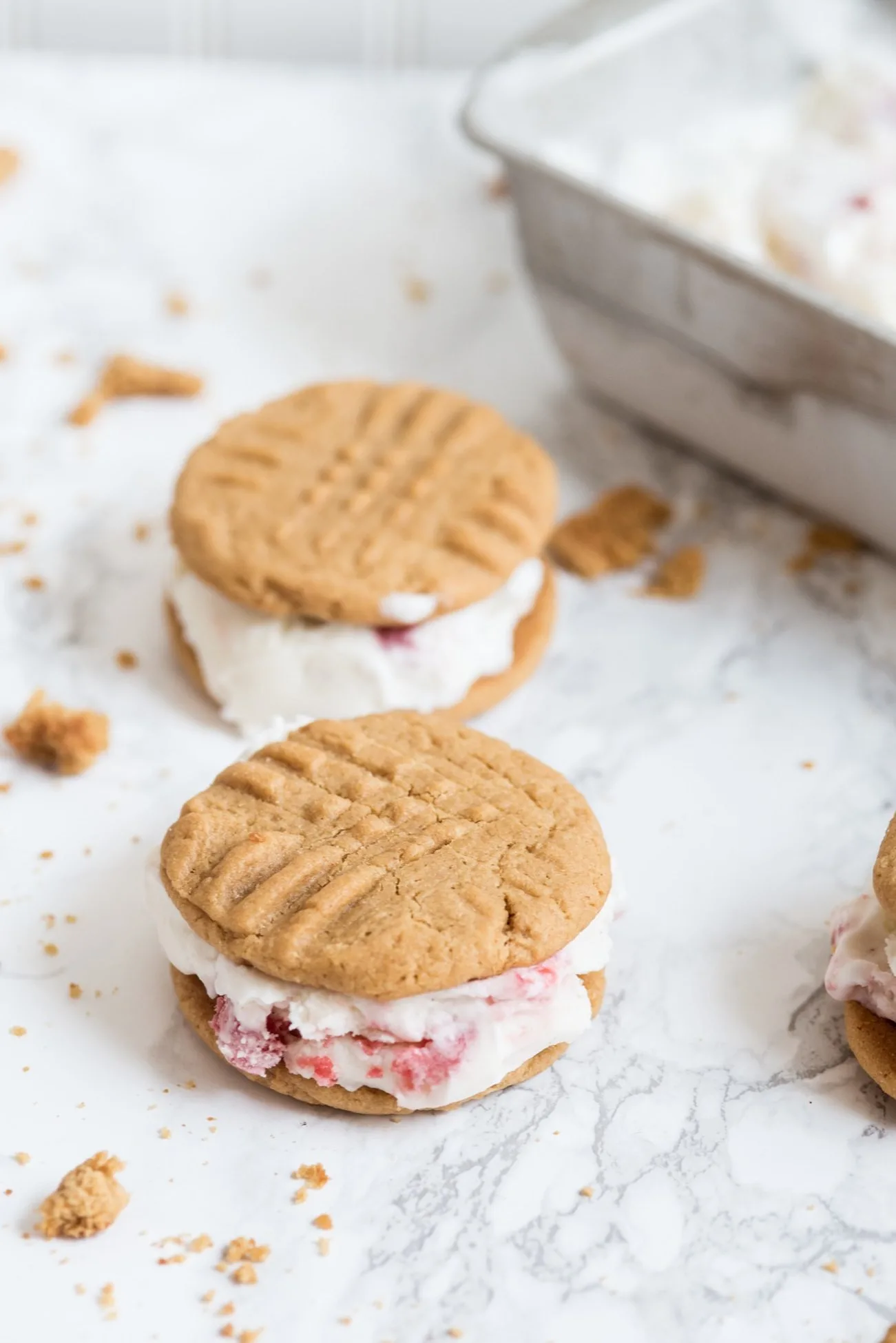 Peanut Butter + Jelly Ice Cream Sandwiches | Summer desserts, homemade ice cream sandwiches, entertaining tips, party ideas and more from @cydconverse