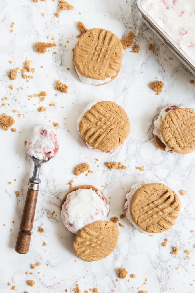 Peanut Butter + Jelly Ice Cream Sandwiches | Summer desserts, homemade ice cream sandwiches, entertaining tips, party ideas and more from @cydconverse