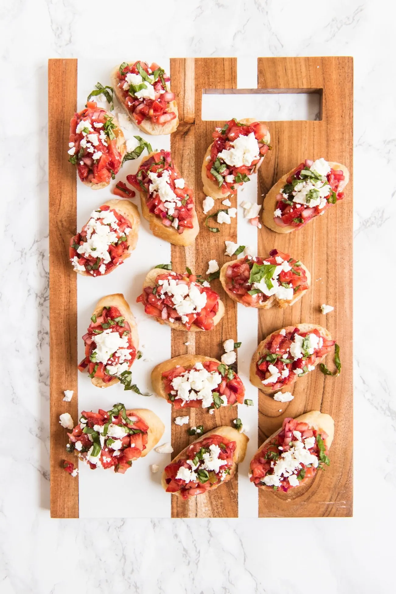 Strawberry Feta Bruschetta Recipe | Entertaining ideas, party appetizers, cocktail recipes, party ideas and more from @cydconverse