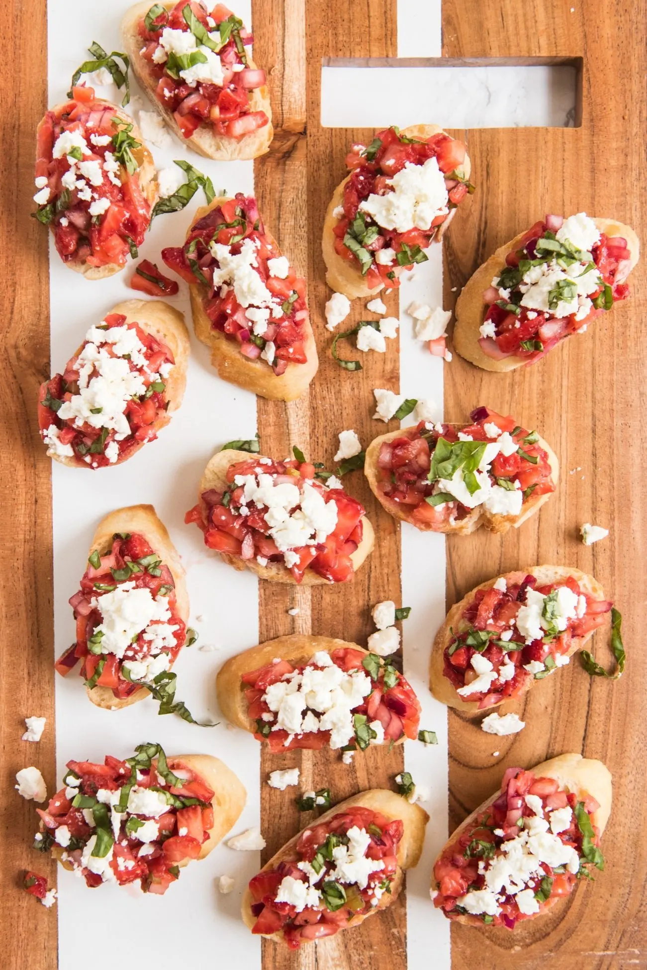 Strawberry Feta Bruschetta Recipe | Entertaining ideas, party appetizers, cocktail recipes, party ideas and more from @cydconverse