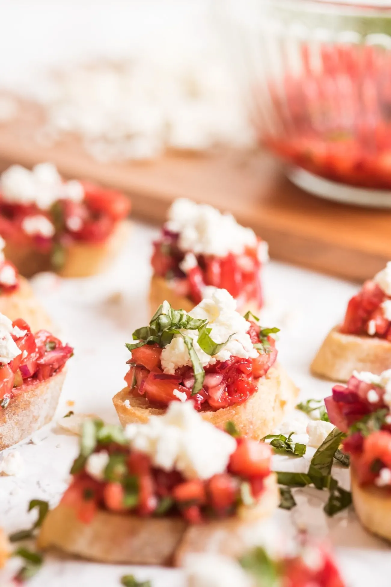 Strawberry Feta Bruschetta Recipe | Entertaining ideas, party appetizers, cocktail recipes, party ideas and more from @cydconverse