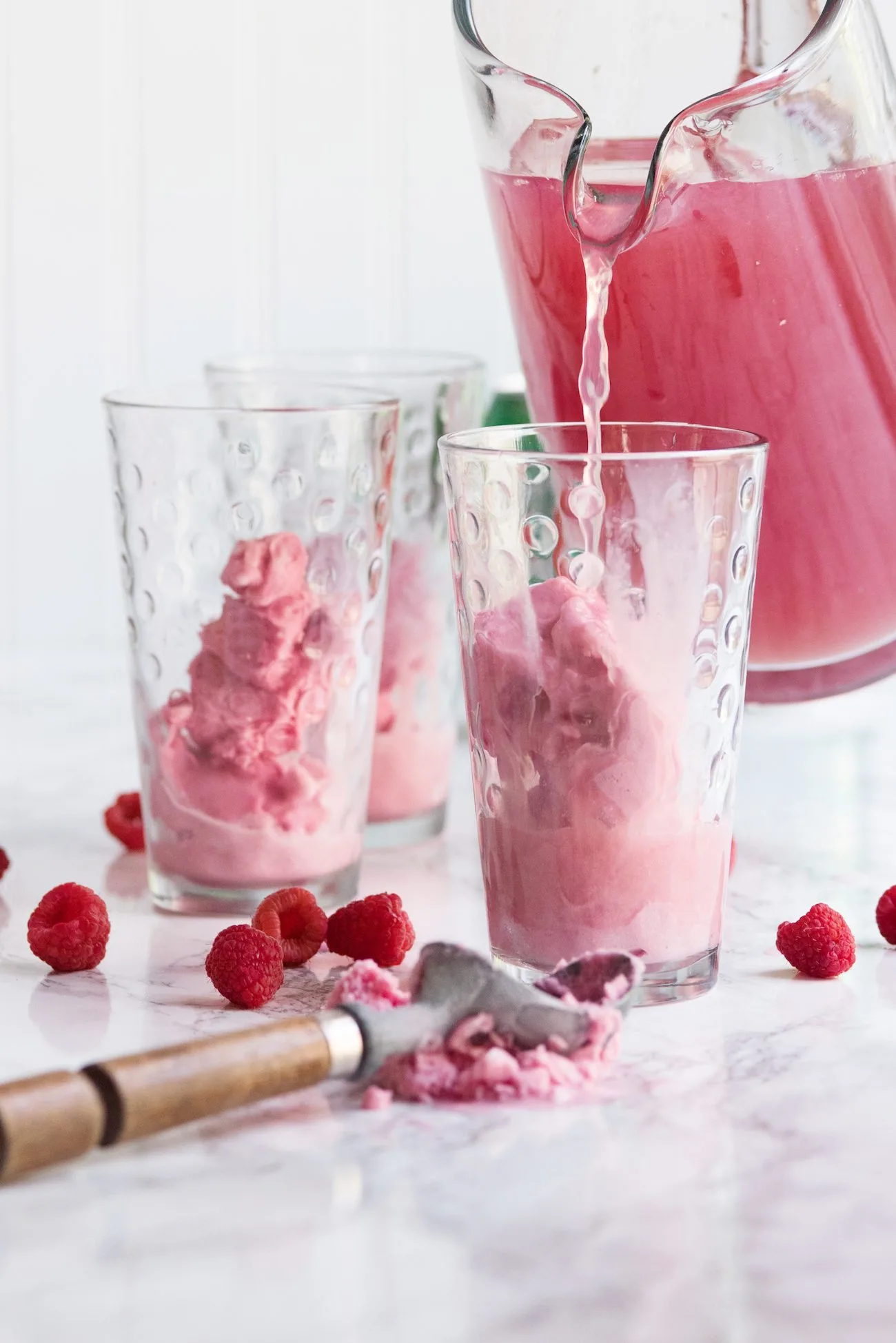 Raspberry Party Punch Sherbet Floats | Unique party ideas, entertaining tips, party recipes, cocktail recipes and more from @cydconverse