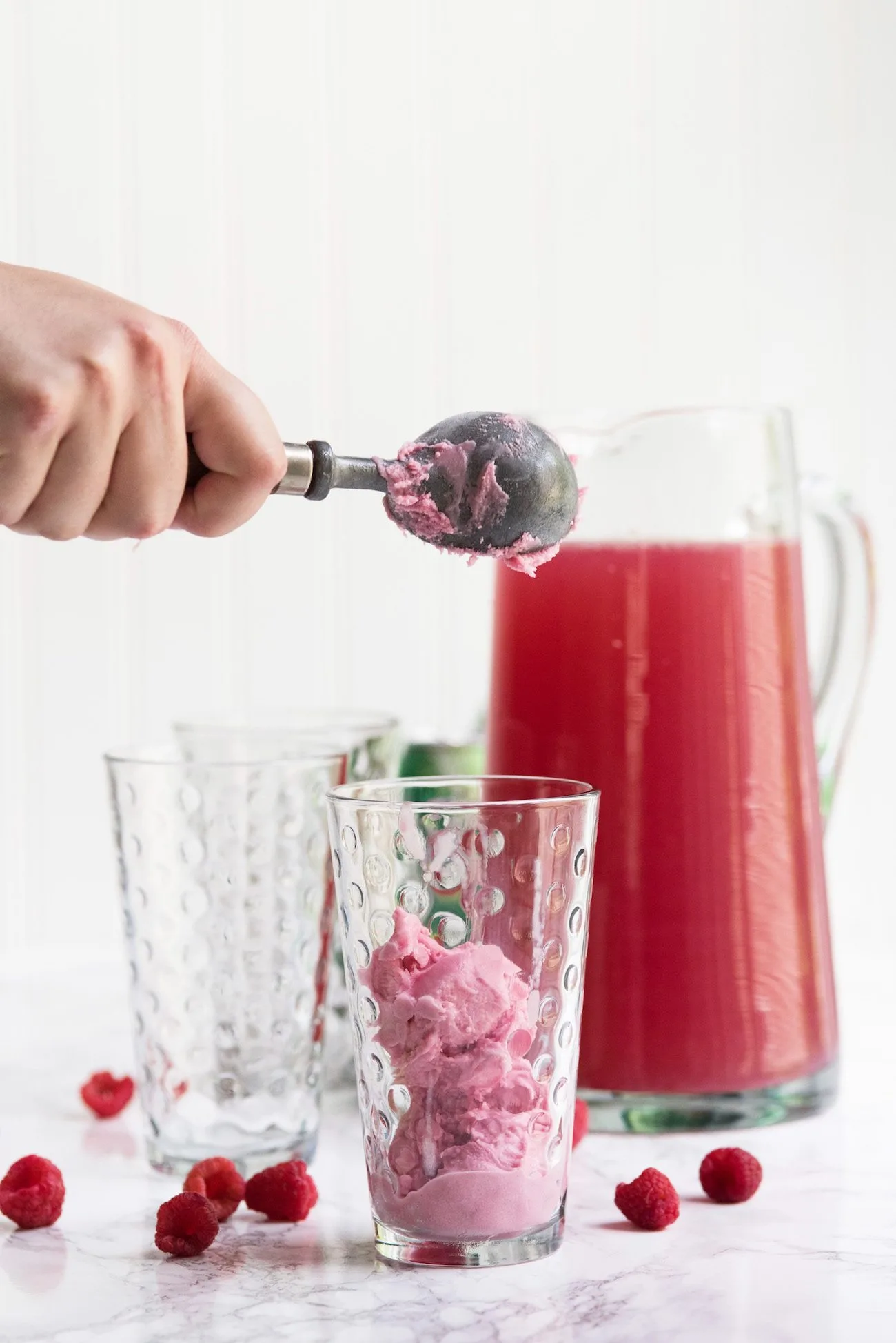 Raspberry Party Punch Sherbet Floats | Unique party ideas, entertaining tips, party recipes, cocktail recipes and more from @cydconverse