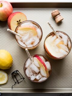 Sparkling Apple Rosé Sangria | Thanksgiving cocktail recipes, entertaining tips, holiday party ideas, fall cocktail recipes and more from @cydconverse