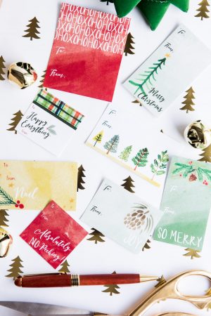 Pretty Hand-Painted Printable Holiday Gift Tags - The Sweetest Occasion